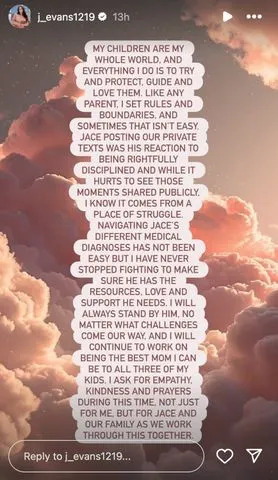 Jenelle Evans/Instagram Jenelle Evans' post on her Instagram Stories